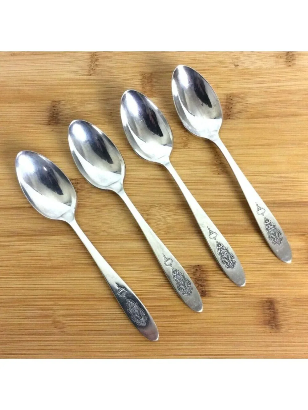 Oneida Bird Of Paradise Set of 4 Teaspoons Silverplate Replacement Flatware 1923